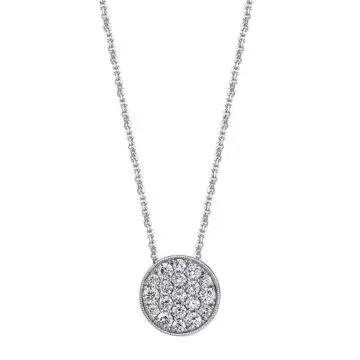 White Gold Round Pave Diamond Necklace