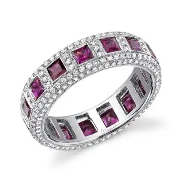 White Gold Colorful Ruby and Diamond Ring