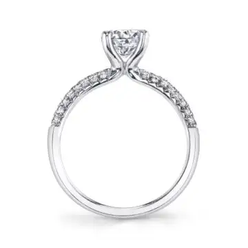 White Gold Round Cut Classic Pave Engagement Ring - Daphne