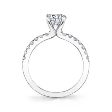 White Gold Pear Shaped Classic Engagement Ring - Celeste