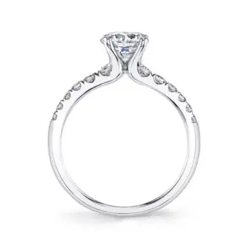 White Gold Round Cut Classic Engagement Ring - Celine