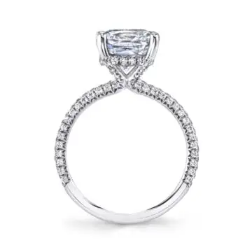 White Gold Round Cut Classic Pave Engagement Ring - Jayla