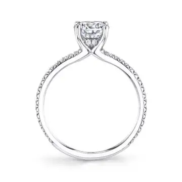 White Gold Marquise Cut Classic Split Shank Engagement Ring - Romane