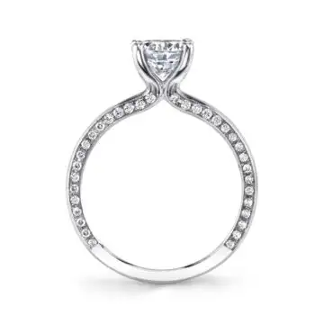 White Gold Round Cut Modern Solitaire Engagement Ring - Messaline