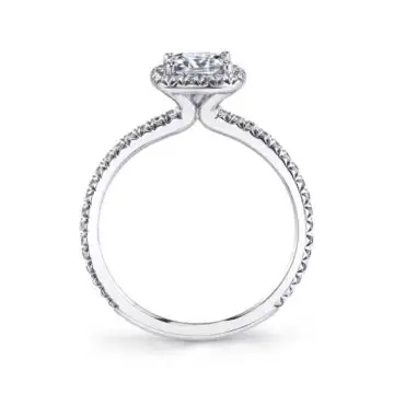 White Gold Round Cut Classic Halo Engagement Ring - Vivian