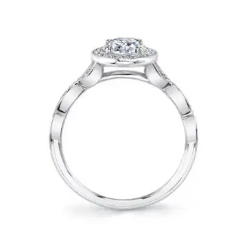 Round Cut Vintage Inspired Halo Engagement Ring - Georgienne