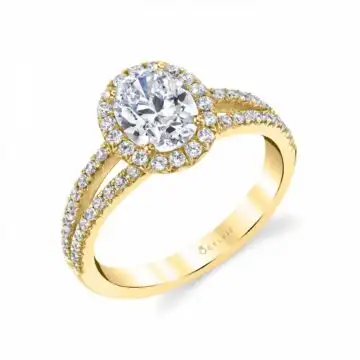 White Gold Oval Cut Split Shank Engagement Ring - Grazielle