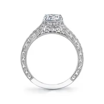 White Gold Round Cut Classic Engagement Ring - Geneva