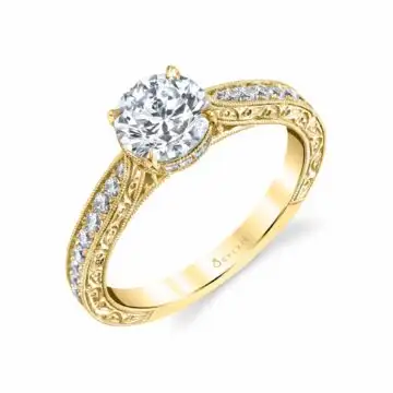 White Gold Round Cut Classic Engagement Ring - Geneva