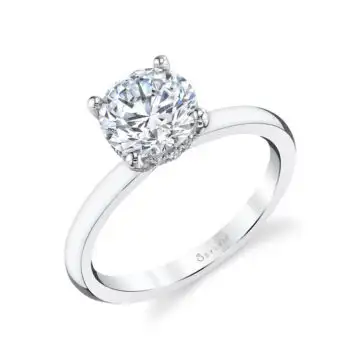 White Gold Round Cut Solitaire Engagement Ring - Joanna