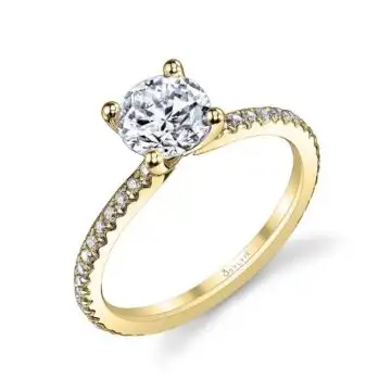 White Gold Round Cut Classic Engagement Ring - Adorlee