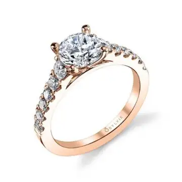 White Gold Round Cut Classic Diamond Engagement Ring - Luna