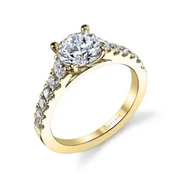 White Gold Round Cut Classic Diamond Engagement Ring - Luna