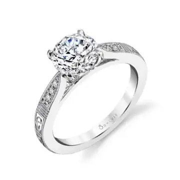 Round Cut Modern Vintage Engagement Ring - Holly