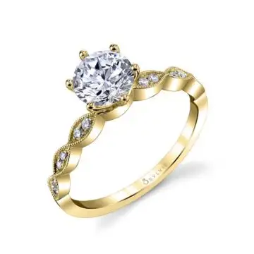 White Gold Round Cut Stackable Engagement Ring - Chanelle