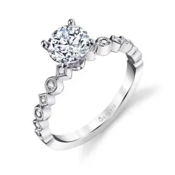 White Gold Round Cut Stackable Engagement Ring - Bellamy