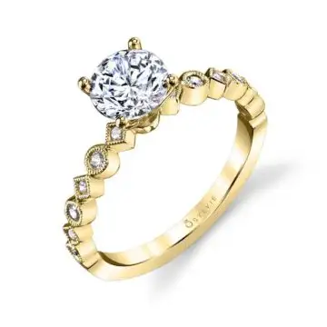 White Gold Round Cut Stackable Engagement Ring - Bellamy