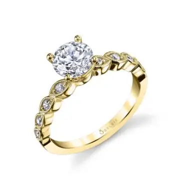 White Gold Round Cut Stackable Engagement Ring - Antoinette