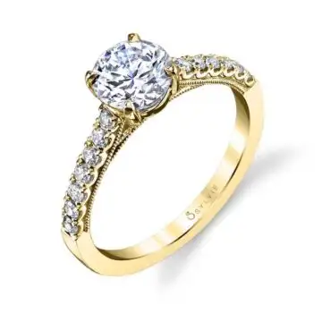 White Gold Round Cut Classic Engagement Ring - Clara