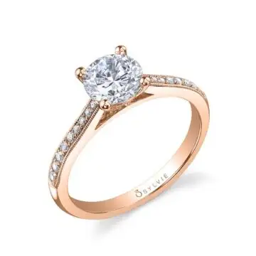 White Gold Round Classic Engagement Ring - Nathalie