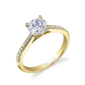 White Gold Round Classic Engagement Ring - Nathalie