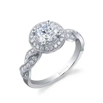 Spiral Engagement Ring with Halo - Emilie