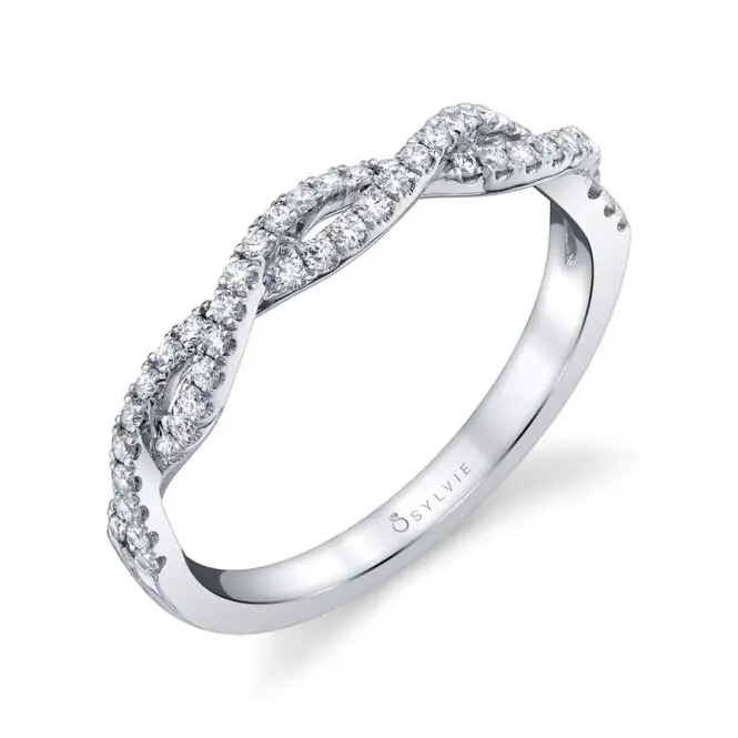 White Gold Round Cut Spiral Engagement Ring Profile View