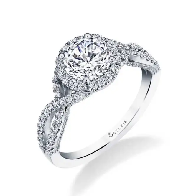 Split Shank Engagement Ring with Halo