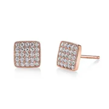 White Gold Diamond Square Earrings