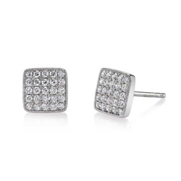 Birks Snowflake Diamond Square Cluster Stud Earrings, Medium, 18k White Gold