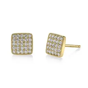 White Gold Diamond Square Earrings