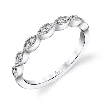 White Gold Diamond Stackable Wedding Band - Madeleina