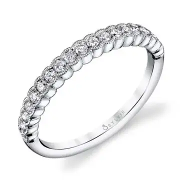 White Gold Stackable Wedding Band - Angeline