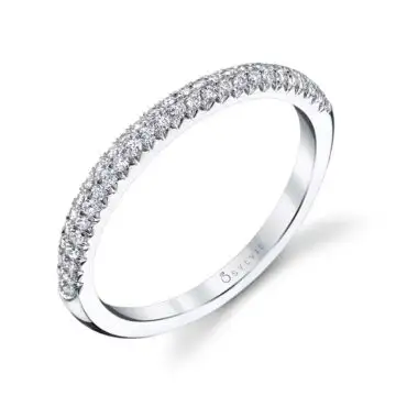 White Gold Pave Diamond Stackable Wedding Band - Arielle