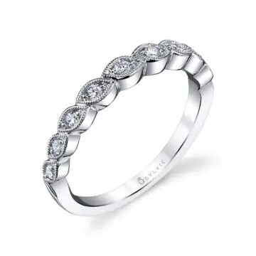 White Gold White Gold & Diamond Stackable Wedding Band - Fiona