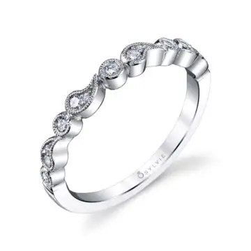 White Gold Stackable Wedding Band - Maeva