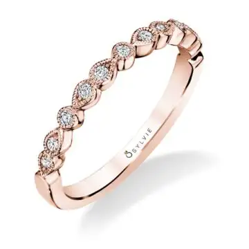 White Gold Versatile Stackable Wedding Band - Elena