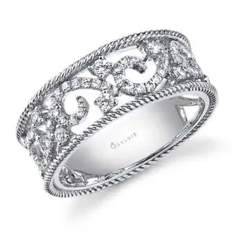 White Gold Vintage Inspired Diamond Fashion Ring