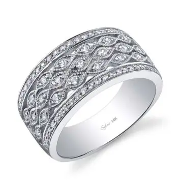 White Gold Vintage Diamond Ring with Round Brilliant Diamonds