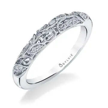 White Gold Modern Vintage Wedding Ring - Roial