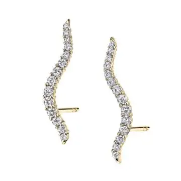 White Gold Wave Shaped Diamond Ear Climbers