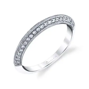 White Gold Round Cut Classic Wedding Band - Naomi