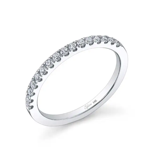 White Gold Three Stone Engagement Ring Profile View