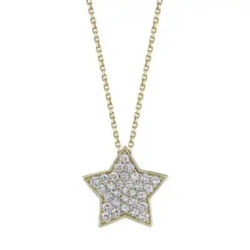 White Gold Yellow Gold Diamond Star Necklace