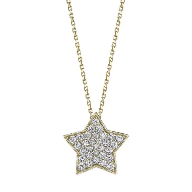 Yellow Gold Diamond Star Necklace