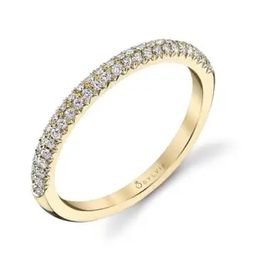 White Gold Pave Diamond Stackable Wedding Band - Arielle