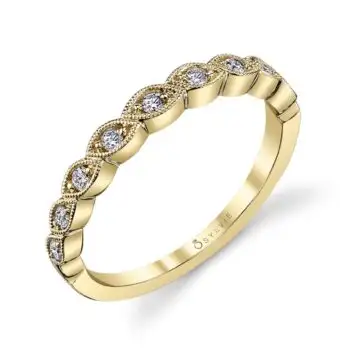 White Gold Yellow Gold & Diamond Stackable Wedding Band - Fiona