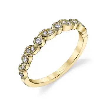 White Gold Vintage Inspired Diamond Stackable Wedding Band - Abigaëlle