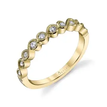 White Gold Vintage Inspired Diamond Stackable Wedding Band - Chloé