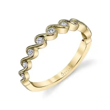 White Gold Yellow Gold & Diamond Stackable Wedding Band - Hélèna